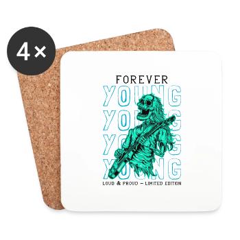 Skeleton Guitarist Guitar Player Rock Music - Coasters (set of 4) - white - Front