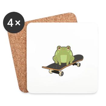 Funny Frog Skateboard Cool Frog Lover Amphibian - Coasters (set of 4) - white - Front