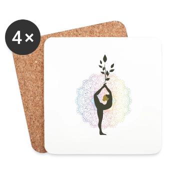 Baum Des Lebens Frau Yoga Shirt Chakra Yoga - Untersetzer (4er-Set) - Weiß - Vorne
