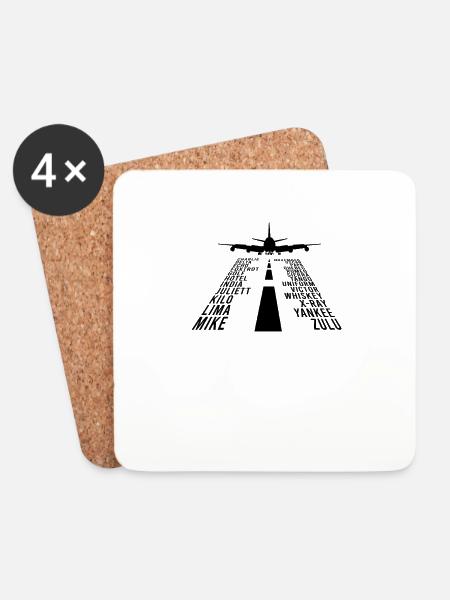 Phonetisches Alphabet Pilot Flugzeug - Aviation Pilot - Untersetzer (4er-Set) - Weiß