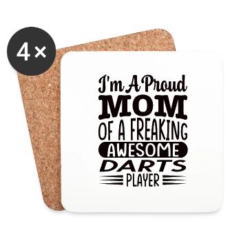 Mom Of A Freaking Awesome Darts Player - Coasters (set of 4) - white - Front