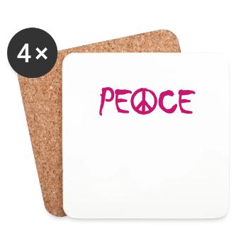 PAIX - avec le A comme symbole de paix Signe de paix - Dessous de verre (lot de 4) - blanc - Devant