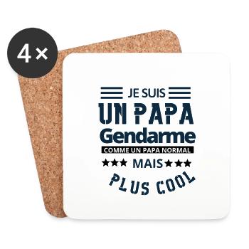 UN papa GENDARME - cadeaux papa - Dessous de verre (lot de 4) - blanc - Devant