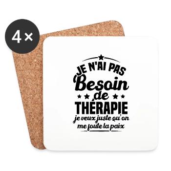 Pas besoin de thérapie juste me foute la paix - Dessous de verre (lot de 4) - blanc - Devant