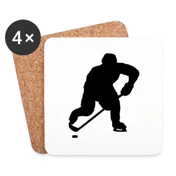 Silhouette de hockey sur glace - Dessous de verre (lot de 4) - blanc - Devant
