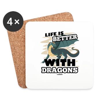 Life Is Better With Dragons - Untersetzer (4er-Set) - Weiß - Vorne