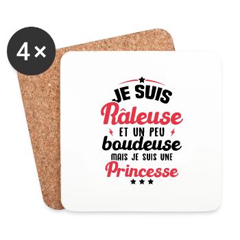 Un peu boudeuse mais je suis une princesse - Dessous de verre (lot de 4) - blanc - Devant