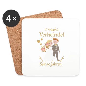 50 Jahre Verheiratet Goldene Hochzeit Geschenk - Untersetzer (4er-Set) - Weiß - Vorne