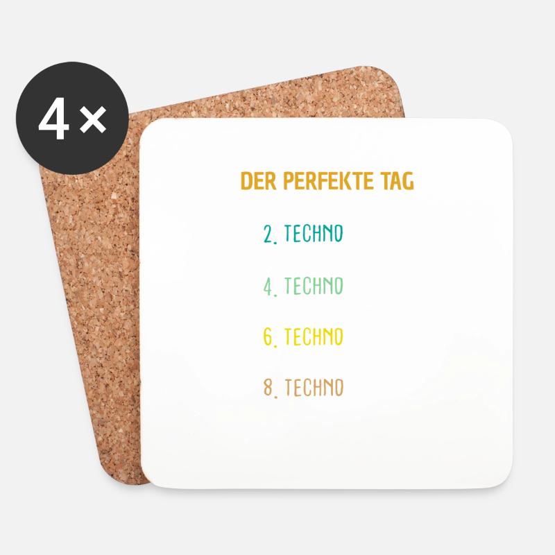 Techno Raver Festival Geschenk - Untersetzer (4er-Set) - Weiß