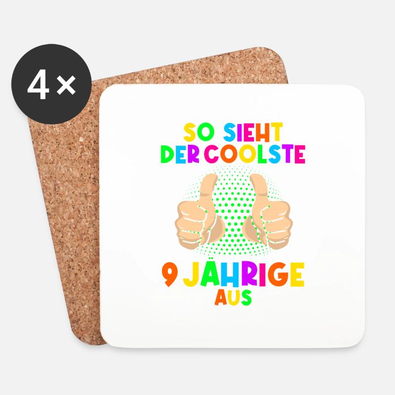 9. Geburtstag So sieht der coolste 9 Jährige aus - Untersetzer (4er-Set) - Weiß