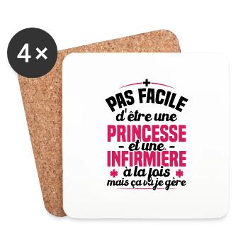 Princess and Nurse / Nurse Gift Humor - Coasters (set of 4) - white - Front