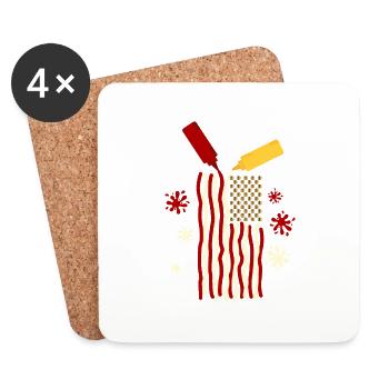 USA Flag Ketchup Mayonnaise Grill BBQ Burger - Coasters (set of 4) - white - Front