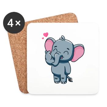 Süßer Baby Elefant mit Herz - Untersetzer (4er-Set) - Weiß - Vorne