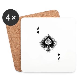 Ace of Spades Poker Jouer aux cartes Jeu Noir Humour - Dessous de verre (lot de 4) - blanc - Devant