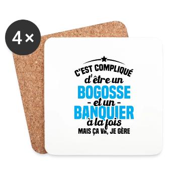 Bogosse et Banquier, Cadeau pour banquier - Dessous de verre (lot de 4) - blanc - Devant