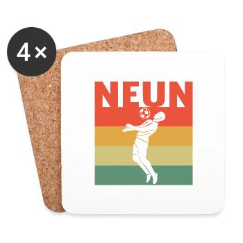 9 Jahre süßes Fußball Fußballer 9. Geburtstag - Untersetzer (4er-Set) - Weiß - Vorne