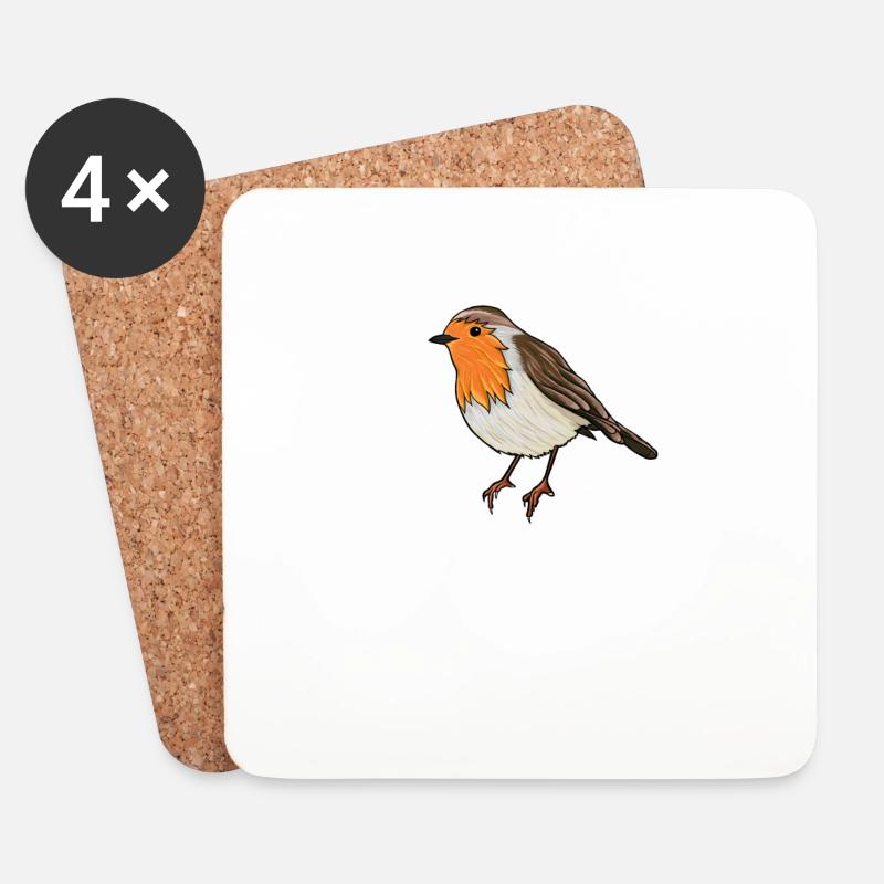Rotkehlchen Vogel des Jahres Rotkehlchen - Untersetzer (4er-Set) - Weiß