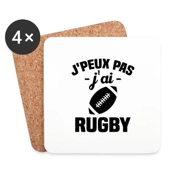 J'peux pas j'ai Rugby Cadeau - Dessous de verre (lot de 4) - blanc - Devant