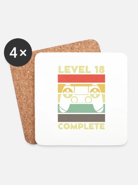 Level 18 Complete 18 Jahre 18. Geburtstag - Untersetzer (4er-Set) - Weiß