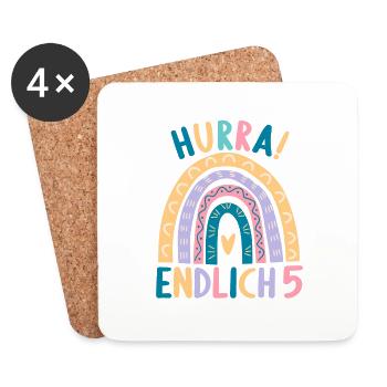 5 Jahre Geburtstagskind Regenbogen 5. Geburtstag - Untersetzer (4er-Set) - Weiß - Vorne