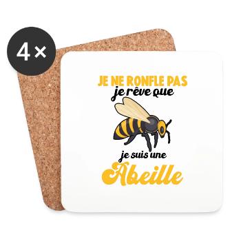 Je ne ronfle pas je rêve que je suis une abeille - Dessous de verre (lot de 4) - blanc - Devant