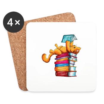 Cats Books Newspaper Reader Reader Outfit - Coasters (set of 4) - white - Front