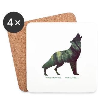 Preserve & Protect Climate Protection Wolf - Coasters (set of 4) - white - Front