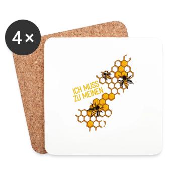 Keine Zeit Ich Muss zu Meinen Mädchen Beker Bee - Untersetzer (4er-Set) - Weiß - Vorne
