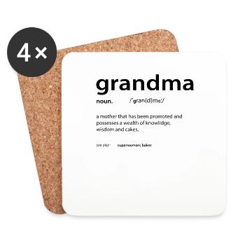 nom grand-mère meilleures chemises de grand-mère - Dessous de verre (lot de 4) - blanc - Devant