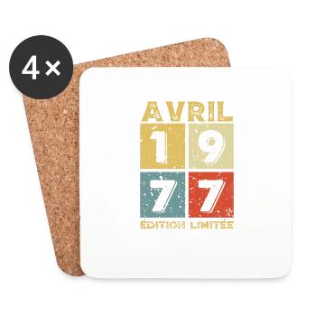 Cadeau D'anniversaire Avril 1977 Édition Limitée - Dessous de verre (lot de 4) - blanc - Devant