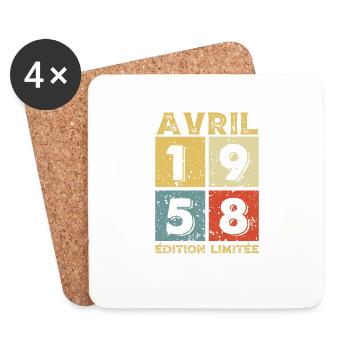 Cadeau D'anniversaire Avril 1958 Édition Limitée - Dessous de verre (lot de 4) - blanc - Devant
