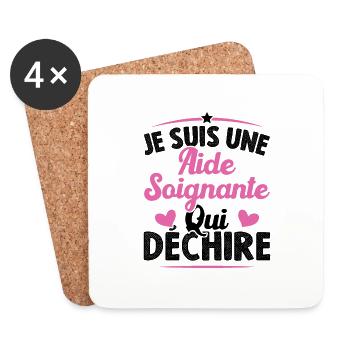 Je Suis Une Aide Soignante Qui Déchire - Dessous de verre (lot de 4) - blanc - Devant