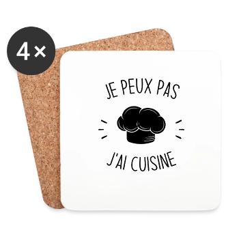 Je Peux Pas J'ai Cuisine Humour Cadeau - Dessous de verre (lot de 4) - blanc - Devant