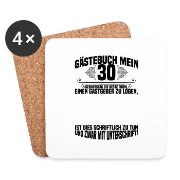 Gästebuch 30. Geburtstag Geschenk - Untersetzer (4er-Set) - Weiß - Vorne
