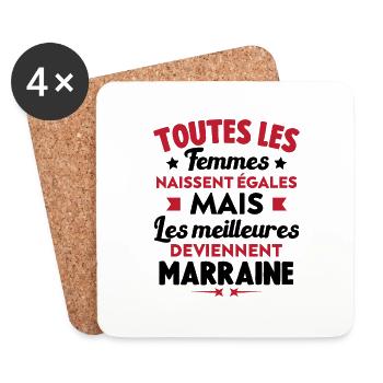 Les meilleures deviennent marraine cadeau marraine - Dessous de verre (lot de 4) - blanc - Devant