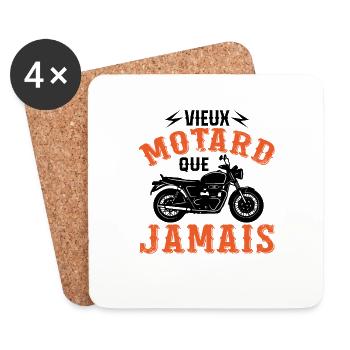 Vieux Motard Que Jamais - Dessous de verre (lot de 4) - blanc - Devant