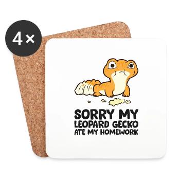 Leopard Gecko School Mon Leopard Gecko a mon - Dessous de verre (lot de 4) - blanc - Devant