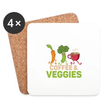 I Run On Coffee & Veggies Veggie Funny Veganism - Untersetzer (4er-Set) - Weiß - Vorne