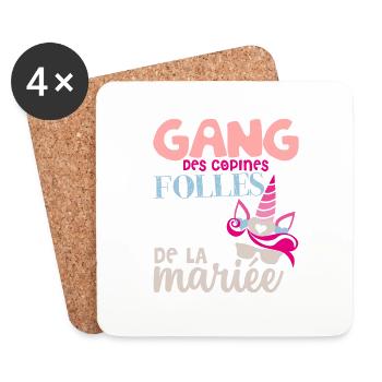 EVJF GANG COPINES de la FUTURE MARIÉE Jeune Fille - Dessous de verre (lot de 4) - blanc - Devant
