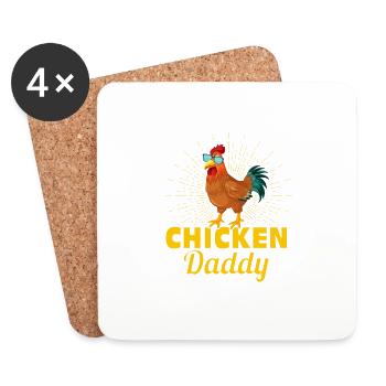 Chicken Daddy Hen Father Farming Rooster - Coasters (set of 4) - white - Front