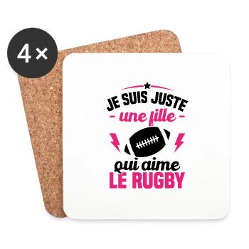 Je suis juste une fille qui aime le rugby - Dessous de verre (lot de 4) - blanc - Devant