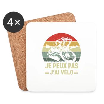 Je Peux Pas J'ai Vélo - Dessous de verre (lot de 4) - blanc - Devant