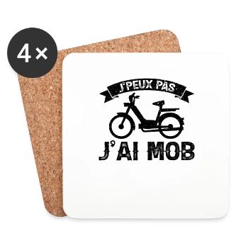 Je Peux Pas J'ai Mob Mobylette Cadeau 103 - Dessous de verre (lot de 4) - blanc - Devant