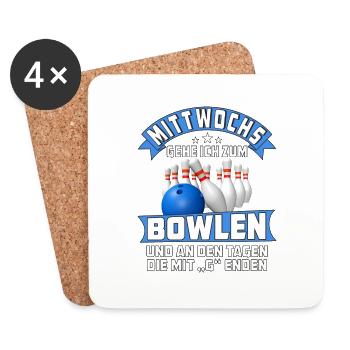 MITTWOCHS GEHE ICH ZUM BOWLEN - Untersetzer (4er-Set) - Weiß - Vorne