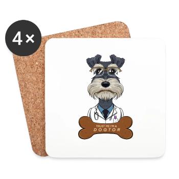 Schnauzer miniature vétérinaire Trust Me Im A - Dessous de verre (lot de 4) - blanc - Devant