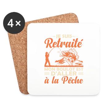 Je Suis Retraité Mon Boulot Est D'aller À La Pêche - Dessous de verre (lot de 4) - blanc - Devant