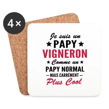 cadeau humour papy vigneron - papy viticulteur - Dessous de verre (lot de 4) - blanc - Devant