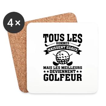 Les Meilleurs Hommes Deviennent Golfeur - Dessous de verre (lot de 4) - blanc - Devant