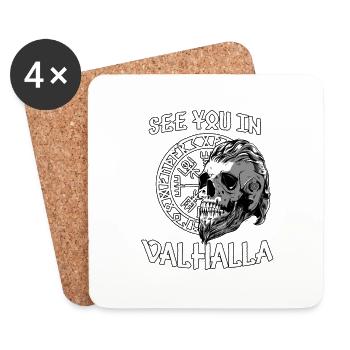 Viking Motif Vahalla Nordic Warrior Fitness - Coasters (set of 4) - white - Front
