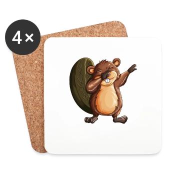 Beaver Dance Dancer Beaver Makes Dabbing Costume - Coasters (set of 4) - white - Front